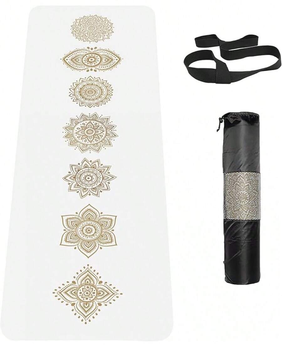 Non Slip Yoga Mat TPE Workout Mat For Men Women, Thick Workout Mat With Carrying Strap, Fitness Mats For Exercise, Yoga, Fitness, Pilates, Floor Workouts (72" X 24" X 6mm)