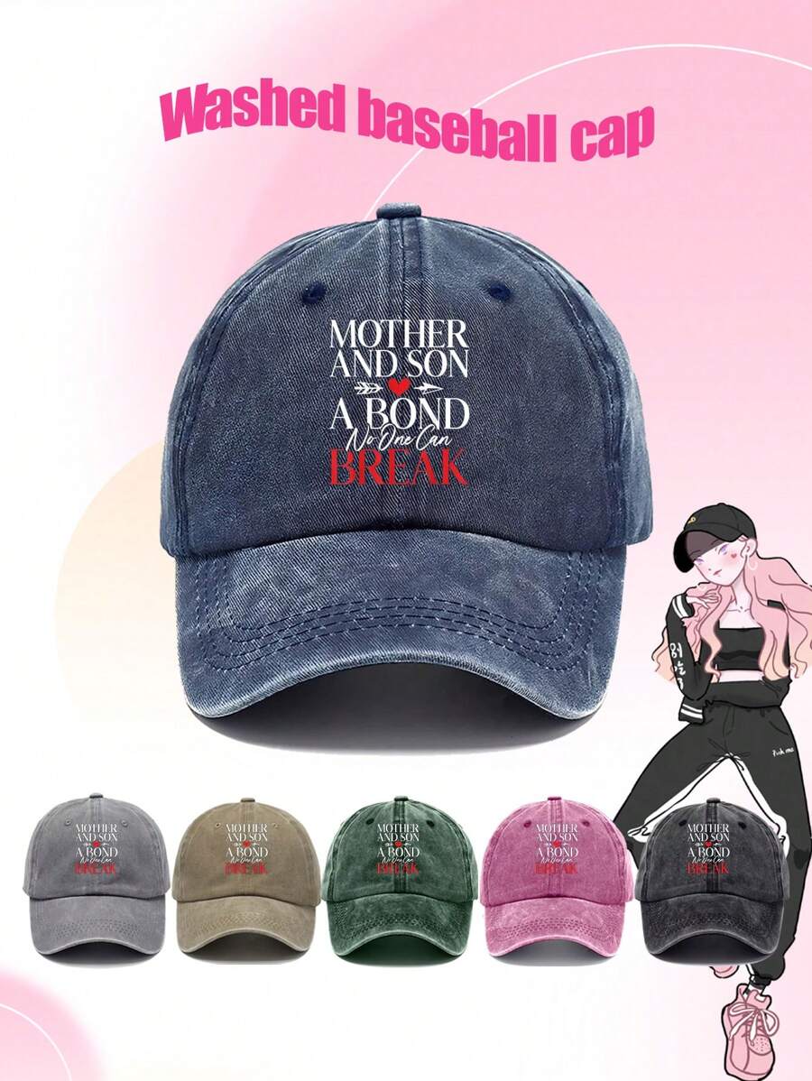 1 szt. Unisex Vintage American Style Casual Printed Baseball Cap, odpowiednia do codziennych dojazdów do pracy, podróży, randek dla par, koreańskie zniszczone pranie, mały design na twarzy, dostępne w wielu kolorach