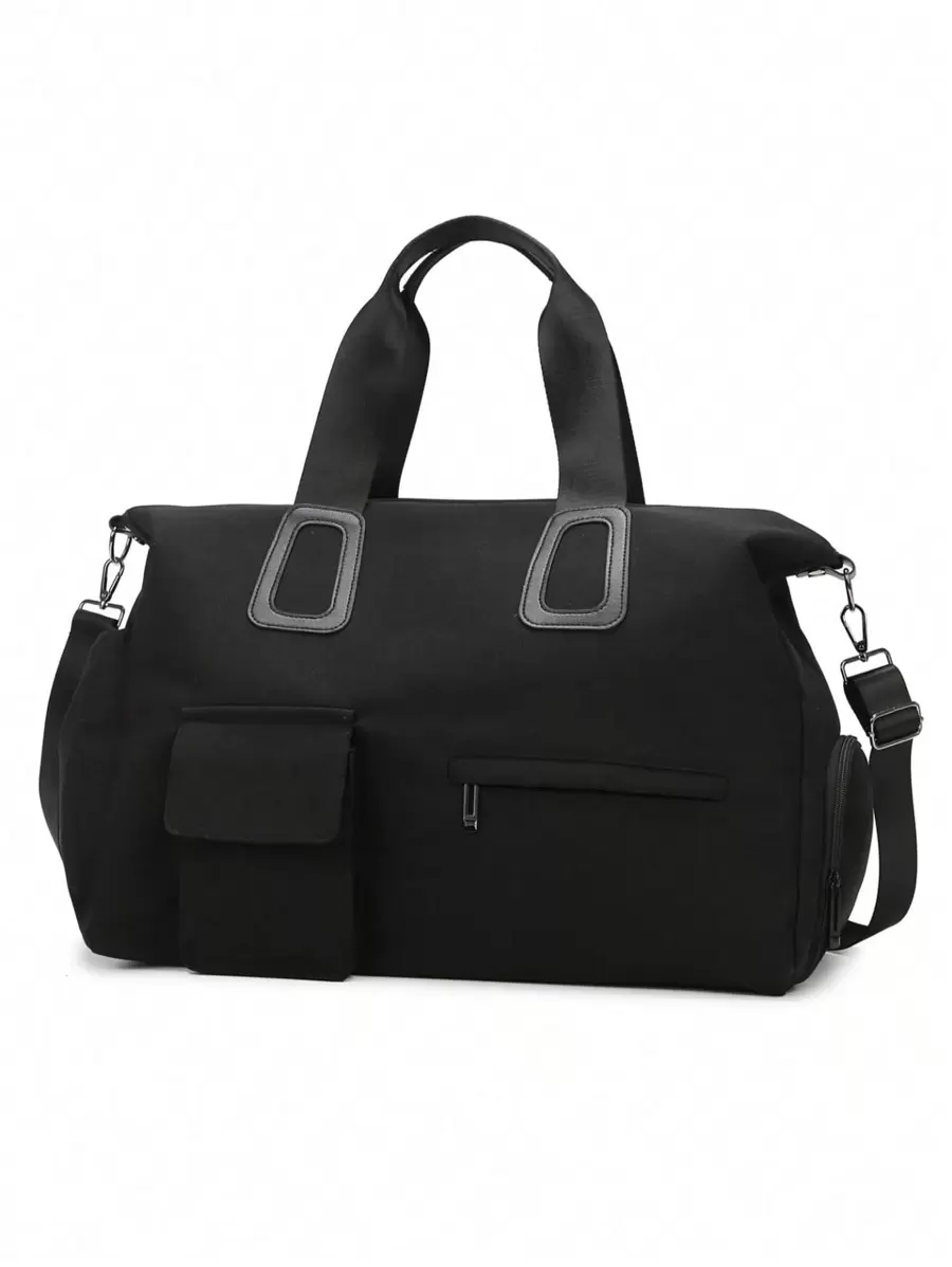 1 pieza Bolsa de gimnasio para separación húmeda y seca, negra, bolso de fitness unisex para viajes con gran capacidad y compartimento independiente para zapatos