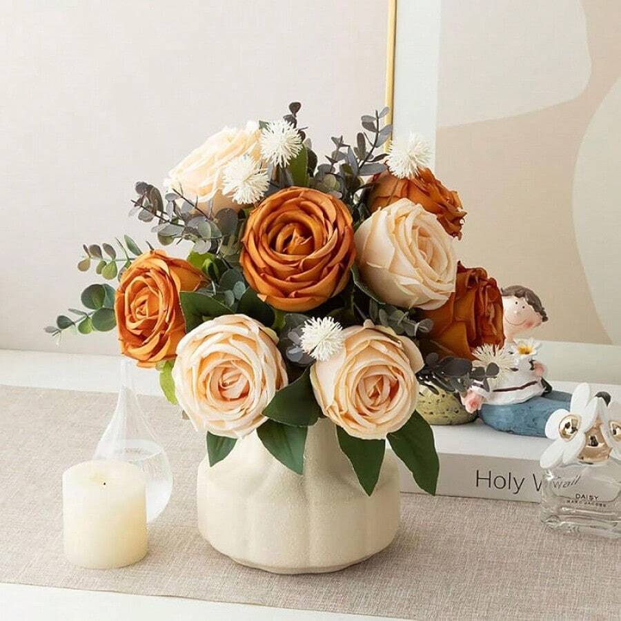 Artificial Flowers With Vase Faux Hydrangea Flower Arrangements For Home Garden Party Wedding Decoration