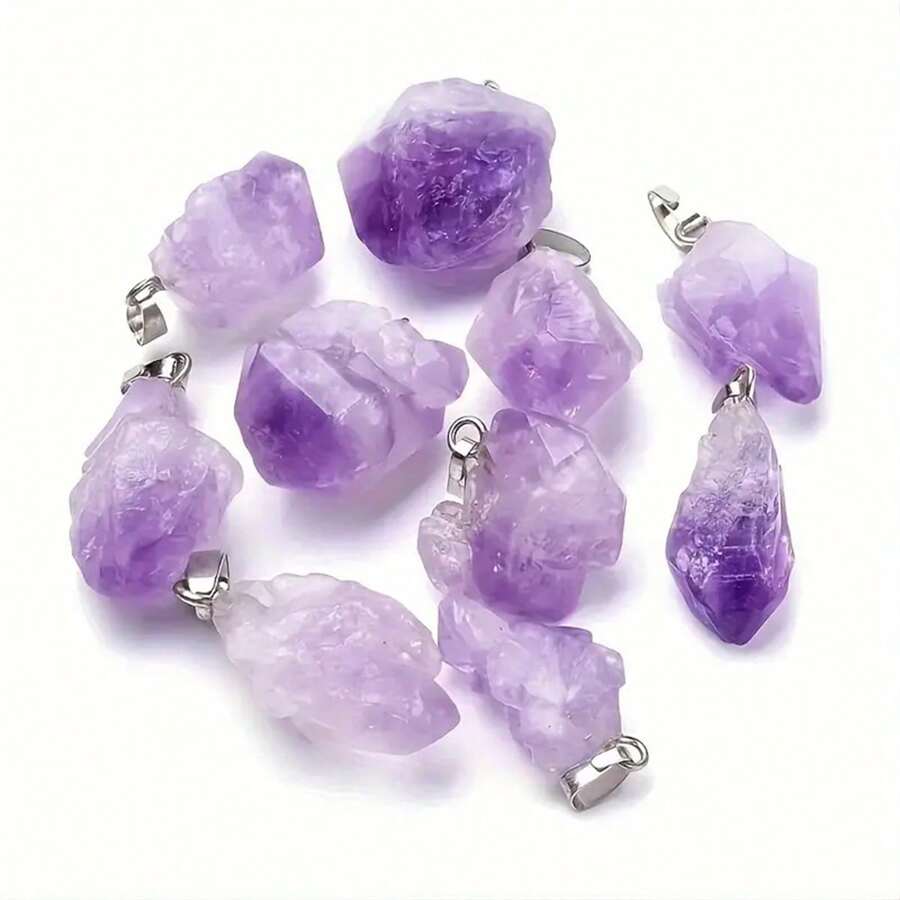 5/20st Asymmetrische Amethist Hanger, Kunstmatige Kristallen Faux Edelsteen Hanger Geschikt Voor DIY Ketting Sieraden Maken, Knutselbenodigdheden, Perfect Verjaardags- En Vakantiecadeau