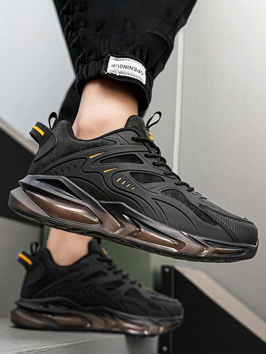 Men's Fashion Versatile Outdoor Sports Shoes, Lace-Up Air Cushion Hiking Shoes, Comfortable Casual Shoes Suitable For Daily Wear