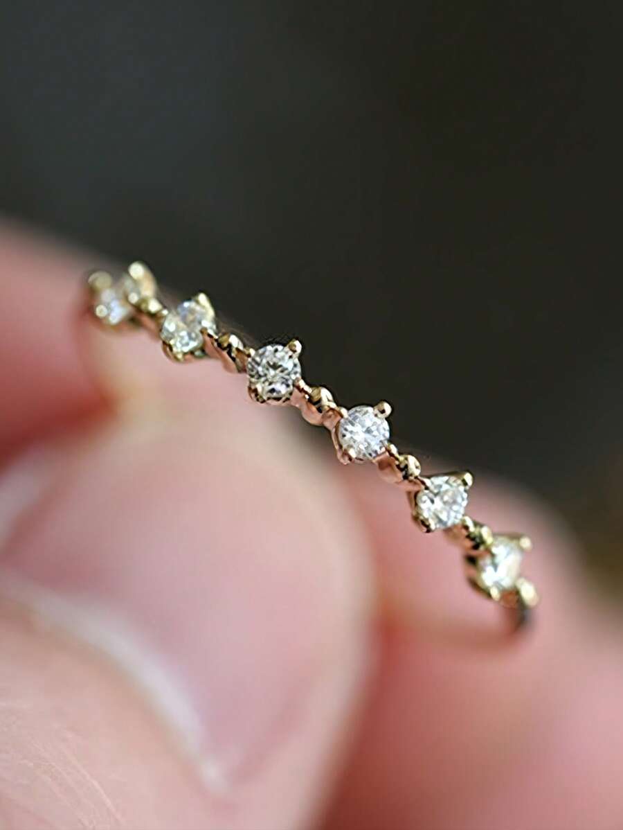 1 pieza Anillo de mujer de plata de ley 925 de lujo, incrustado con circonita cúbica brillante, perfecto para compromiso, boda, fiesta y regalo durante todo el año