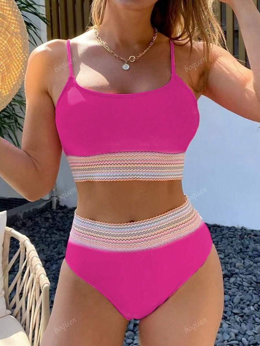 Nuevo y elegante bikini de alta gama y sexy para spas y natación, traje de baño de dos piezas dividido al estilo europeo y americano para mujeres