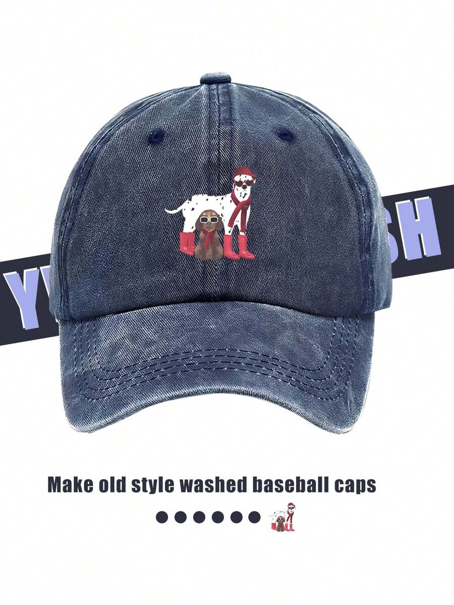 1pc Vintage American Style Casual Printed Baseball Cap, Unisex Suitable For Daily Commute, Travel, Couple Dates, Korean Washed Retro Dad Hat, Multi-Color Options