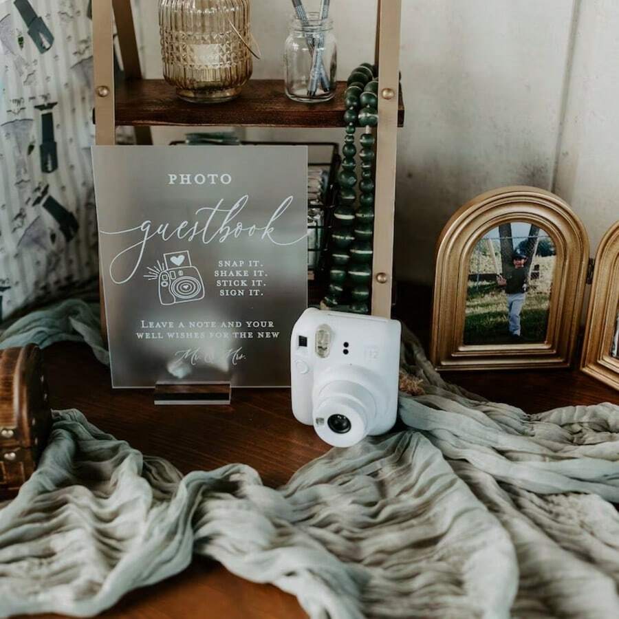 1pc Photo Guestbook Snap It Shake It Stick It Sign It Acrylic Wedding Sign, Leave A Note & Well Wishes Photo Booth Station Guest Book Lucite