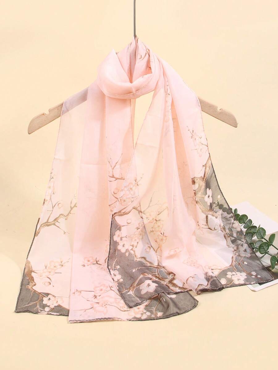 1pc Women's Retro Floral Print Lightweight Scarf, Breathable Sun Protection Headscarf, Elegant For Daily Wear