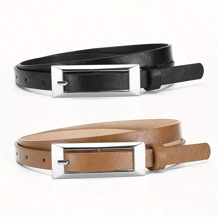 2 Peças Fivela De Prata Da Moda, Estilo Coreano Simples, Fivela De Agulha Feminina, Cinto Clássico E Versátil, Adequado Para Camisas E Ternos Para Decorar A Cintura