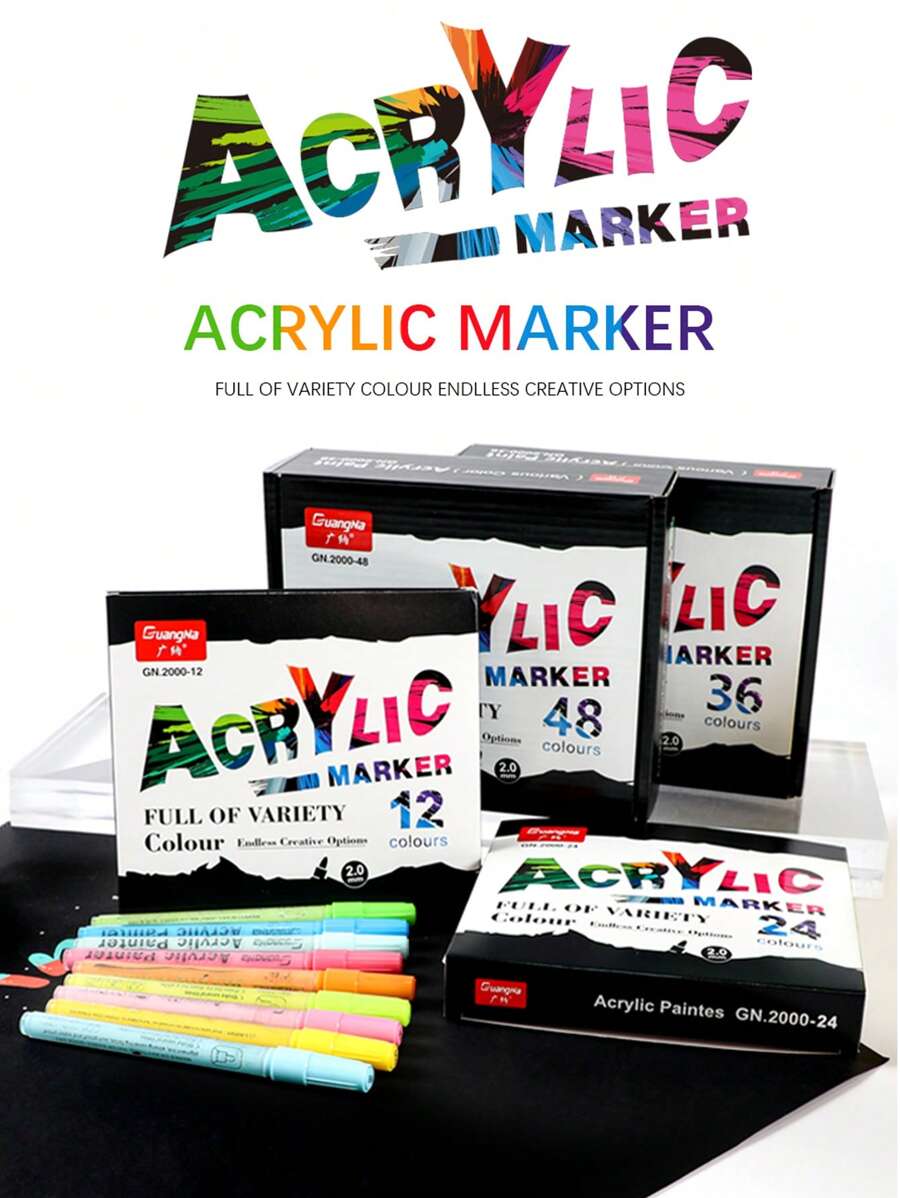 1pc Acrylic Marker Pen For Body Painting, Ceramic Decoration, DIY Photo Album, Graffiti, Art Supplies, Multiple Colors And Styles Available