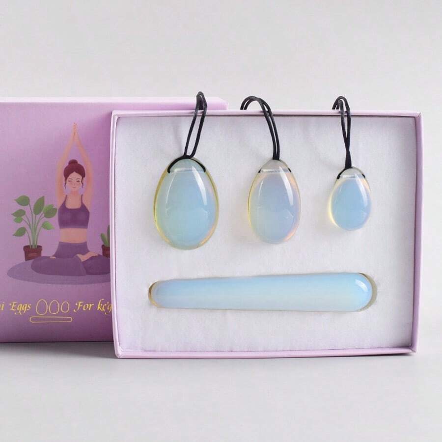 œuf de Kegel en jade, poli, œuf en forme d'œuf perforé pour l'exercice de Kegel et l'œuf de cristal de guérison