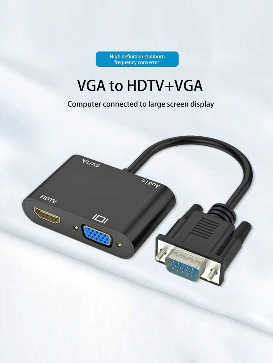 VGA zu HDTV + VGA Dual-Modus Konverter, unterstützt perfekt 1080P HD Video, erreicht nahtlose synchrone Audio- und Videoausgabe