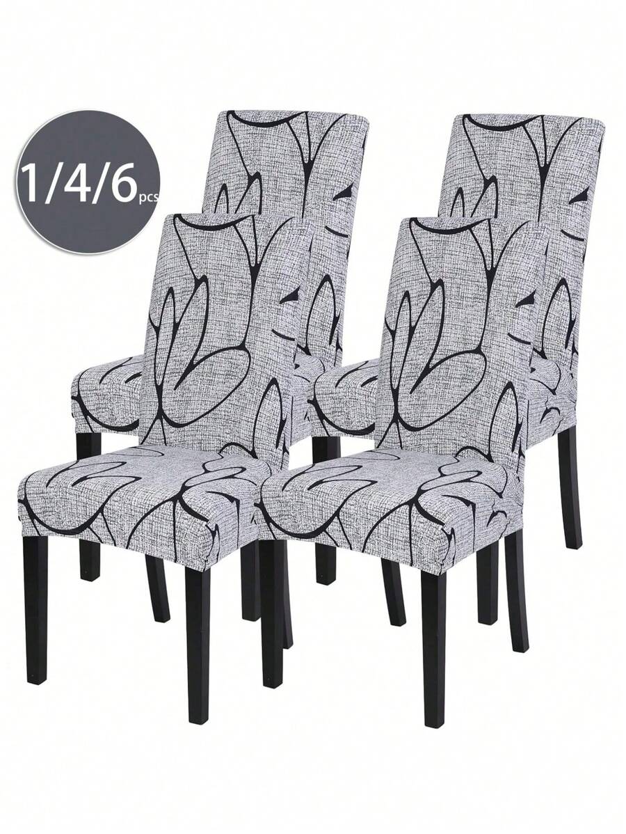 1/4/6pcs Milk Silk High-Back Chair Covers, Modern Polyester Stretch Dust-Proof Washable Slipcovers For Living Room Dining Room Bedroom