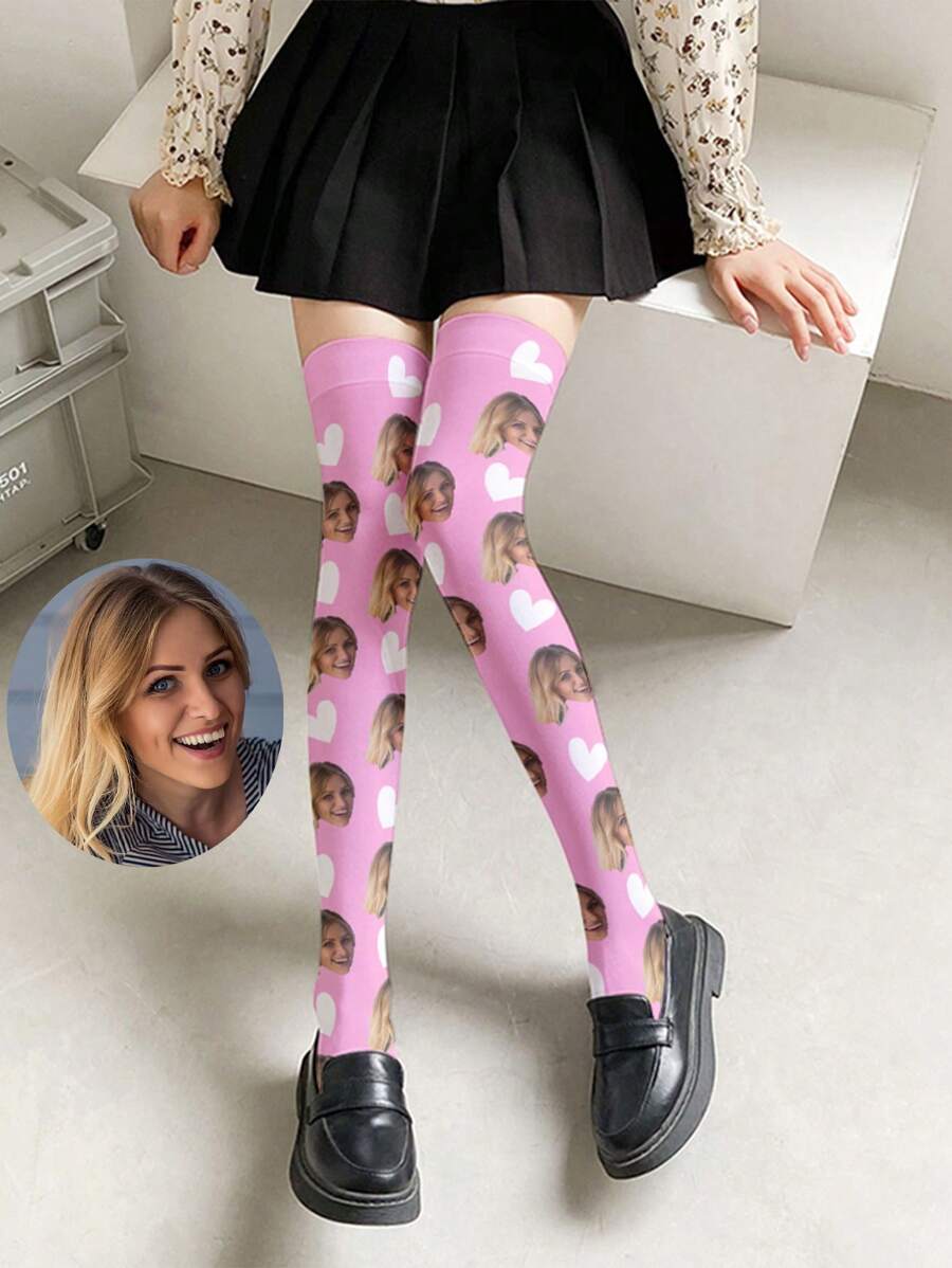 Romantic Heart Design Over-The-Knee Socks For Girls