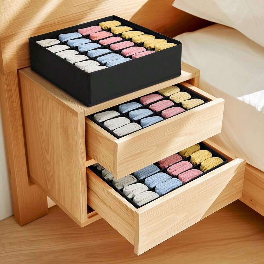 24-Grids Fabric Storage Box, Large Capacity Organizer Box For Underwear, Socks, Home Use