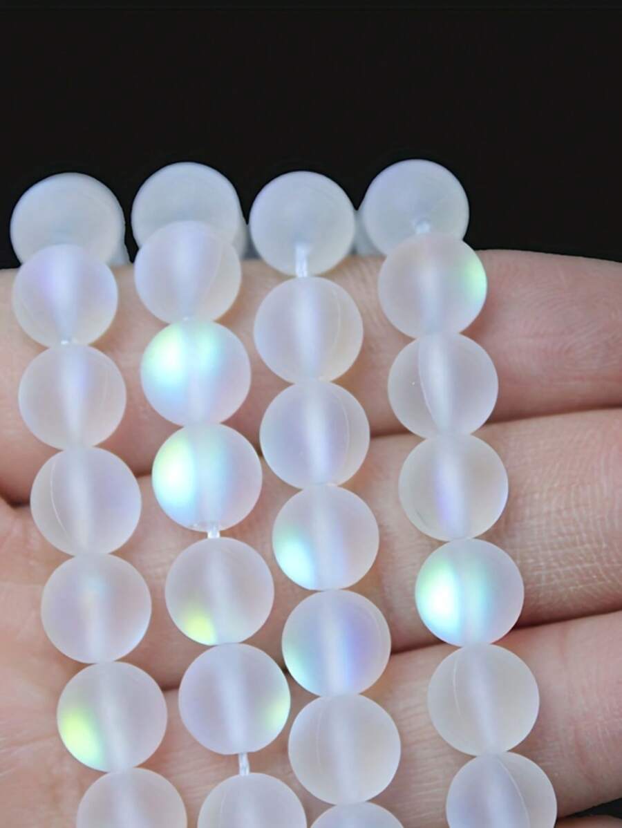 Sparkling Moonlight Glass Beads - Luminous Matte Finish, Round Shape For DIY Jewelry - Perfect 8mm, 10mm Sizes, Ideal For Necklace & Bracelet Making