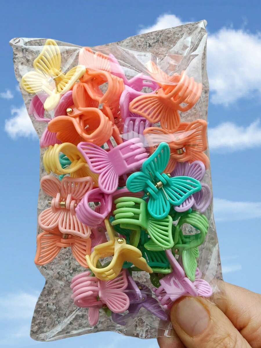 30 pezzi Fermagli per capelli per ragazze, motivi carini a farfalla e quadrati, accessori per capelli, mollette, mollette