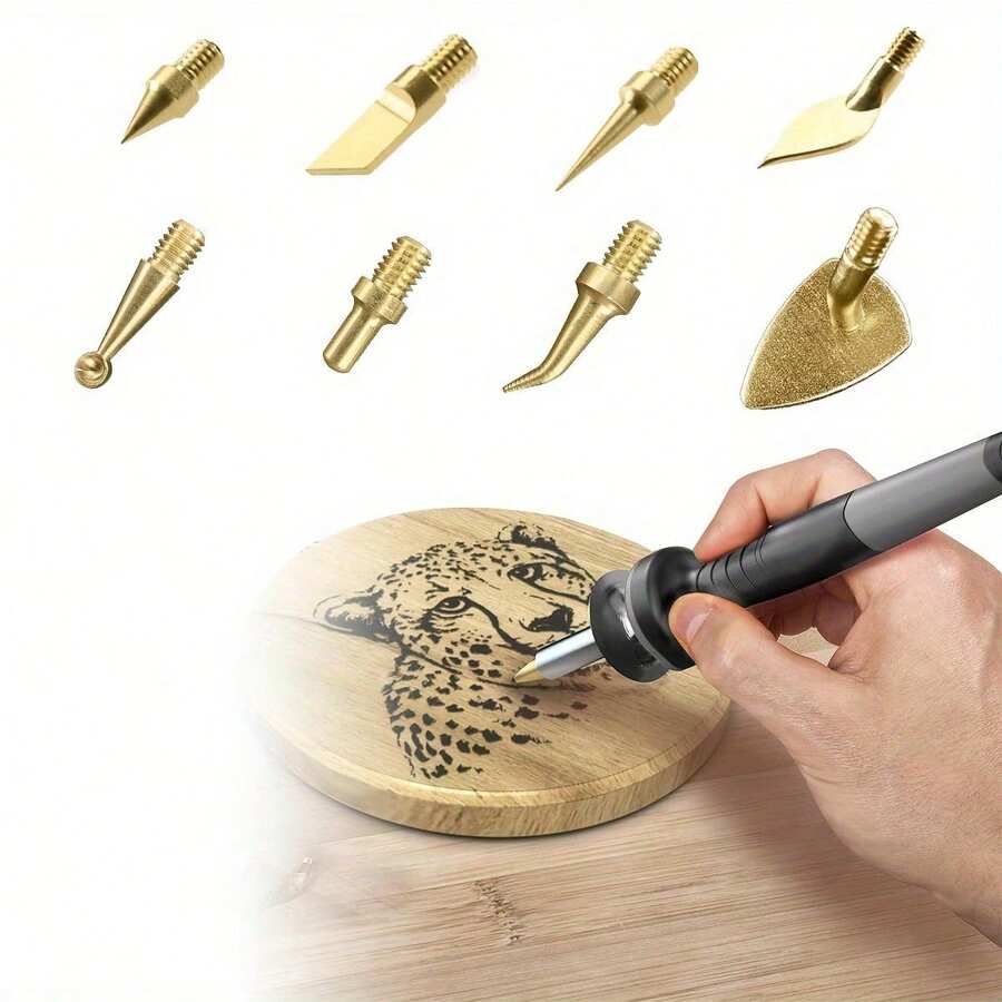 Set de 8 piezas de kit de pirografía y grabado con puntas para letras, hierro de grabado y cubiertas de estampado - material metálico, ideal para manualidades y proyectos de arte DIY, apto para principiantes