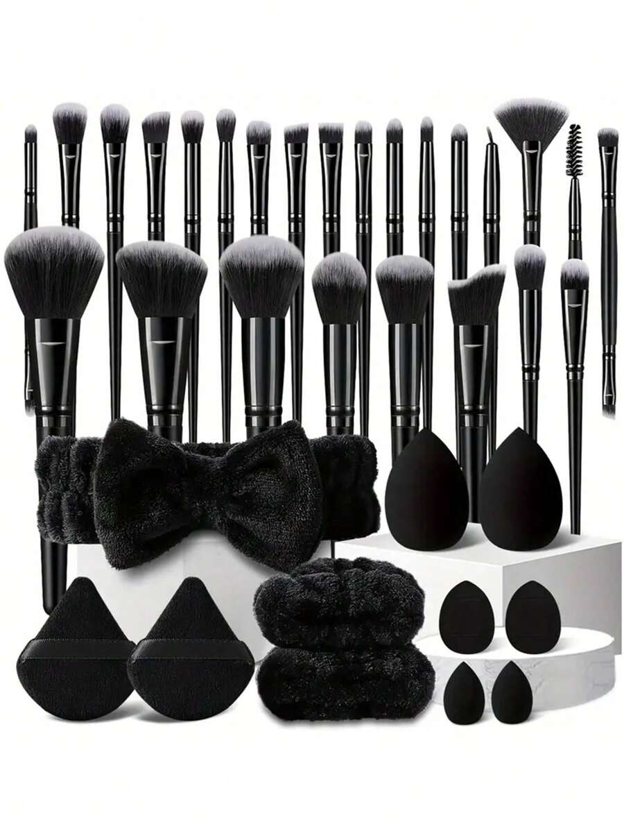 36 stuks make-up tools make-upspons en 25 stuks make-up kwastenset zachte make-up kwasten sets cosmetische kwast schoonheidskwasten foundation kwast power make-up