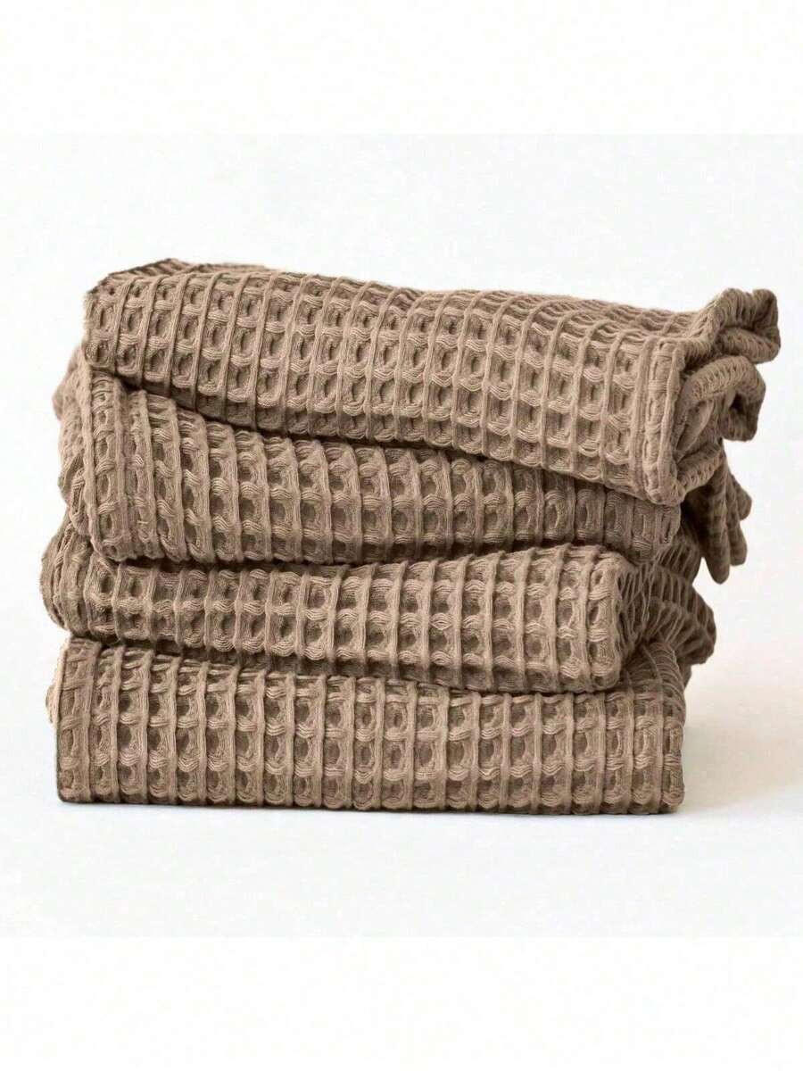 Waffle Bath Towel Sets For Bathroom - Soft, Quick Dry, Thin, Lightweight, 100% Turkish Cotton Towels 35x71 (Brown, Set Of 2 Bath Towels)