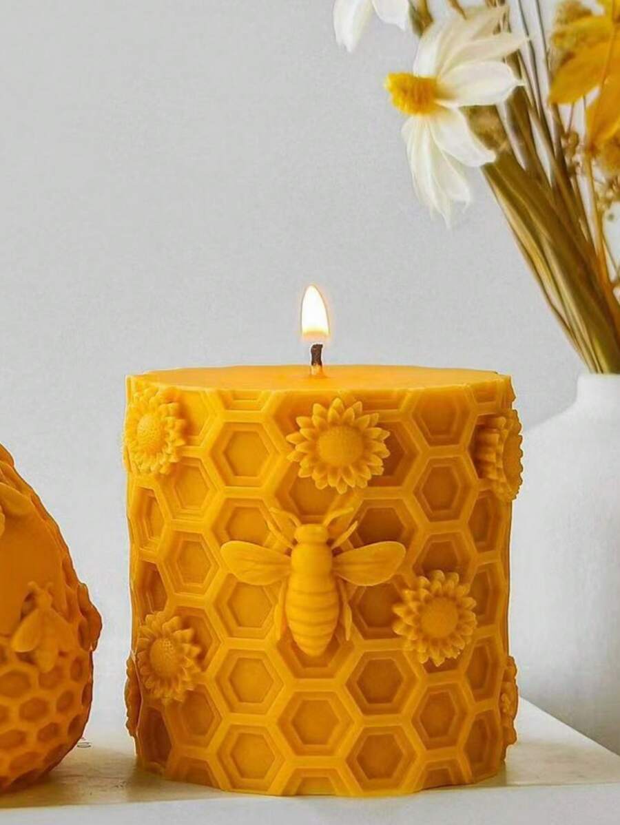 1pc Bee-Shaped Silicone Candle Mold, DIY Bee Cylinder Candle Home Decor Gypsum Craft Silicone Mold