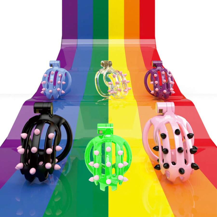 Haifan Cobra 7 3D Printed Male Chastity Cage With Black And Pink Silicone Massage Points For Men Tool Virginity Restraint Unnoticeable BDSM Sex Toys
