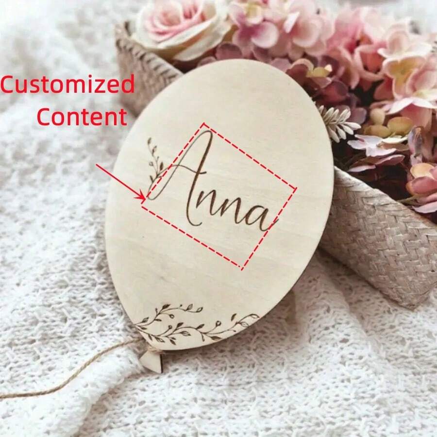 Globo de madera personalizado con cartel de nombre personalizado, decoración para cuarto de niños, hecho de madera natural