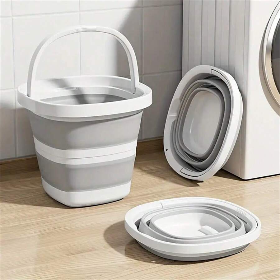 1pc Opvouwbare emmer, draagbare plastic emmer, ruimtebesparend opgevouwen ontwerp, draagbare buitenautovisemmer, grote wasmand, wasbak, voetenbad, multifunctionele opvouwbare emmer, opbergdoos voor thuis