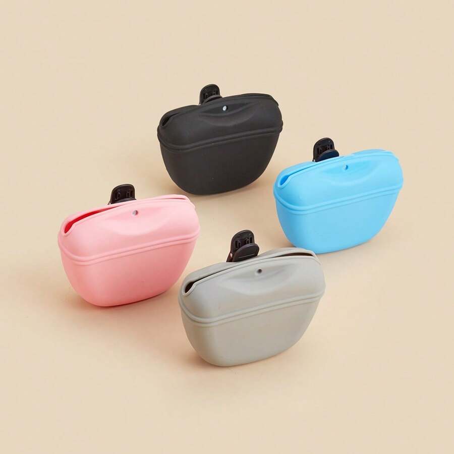 1 pieza Bolsa de entrenamiento para mascotas, fácil de llevar, de material de silicona, bolsa portátil para premios de entrenamiento para perros, bolsa para bocadillos de mascotas