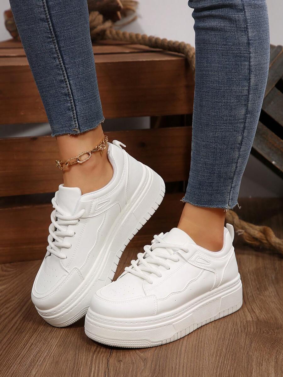 Zapatillas deportivas clásicas de primavera-verano 2025 con plataforma, suela gruesa, suela suave, impermeable, puntera redonda para mujer