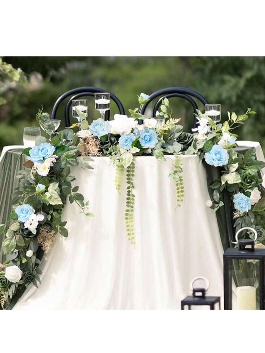 1/3 Piezas de enredaderas de rosas rosadas con una corona de rosas y hojas verdes. Estas flores artificiales son perfectas para decorar mesas de comedor y son adecuadas para bodas, fiestas, hoteles, restaurantes, graduaciones y decoración del hogar.