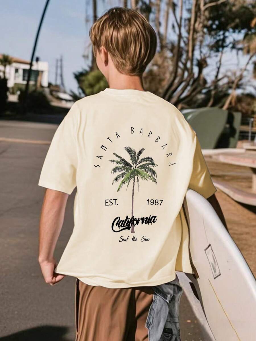 Meisjes casual T-shirt met grappige print, ronde hals en korte mouwen, zomertopje