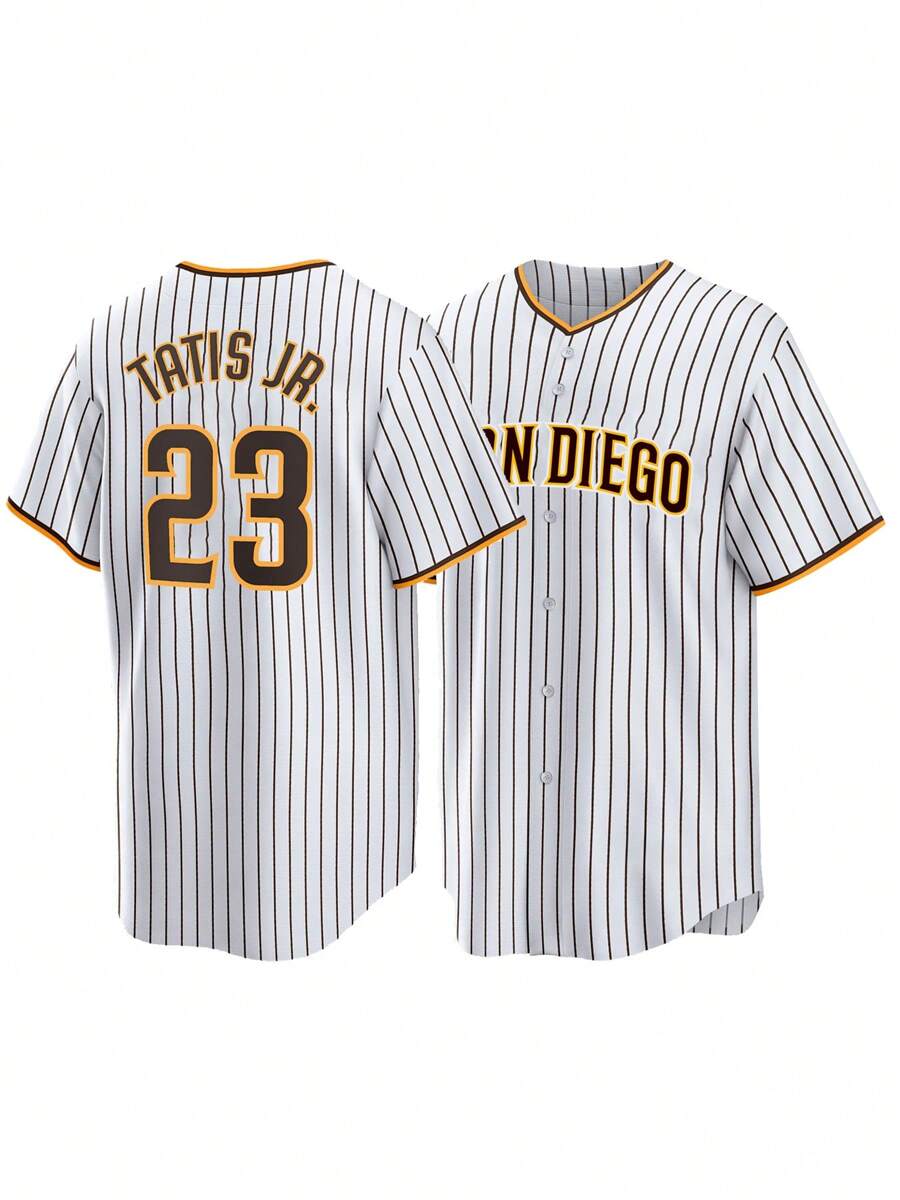 Camiseta de béisbol blanca informal con mangas cortas, cuello en V, bordado y costura para hombre, camiseta para fiesta y deportes