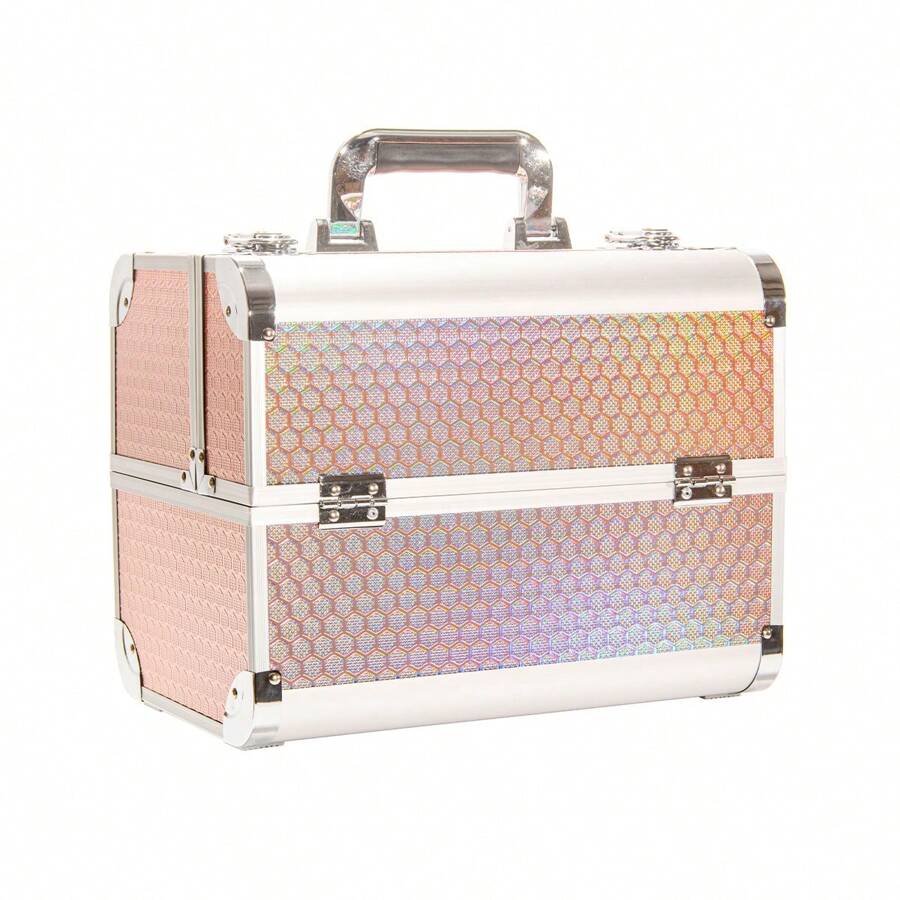 Neceser de viaje organizador ajustable, neceser profesional grande, compartimentos ajustables, neceser, organizador de cosméticos, estuche de cosméticos, organizador de cosméticos con correa para el hombro, asa de transporte