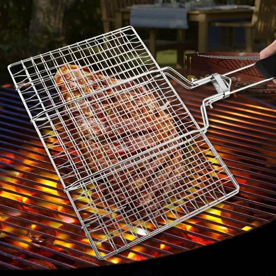 Panier de grillage en acier inoxydable antiadhésif 304, tapis de grille pour barbecue pour la viande, les légumes, les steaks, le pique-nique, les outils de barbecue