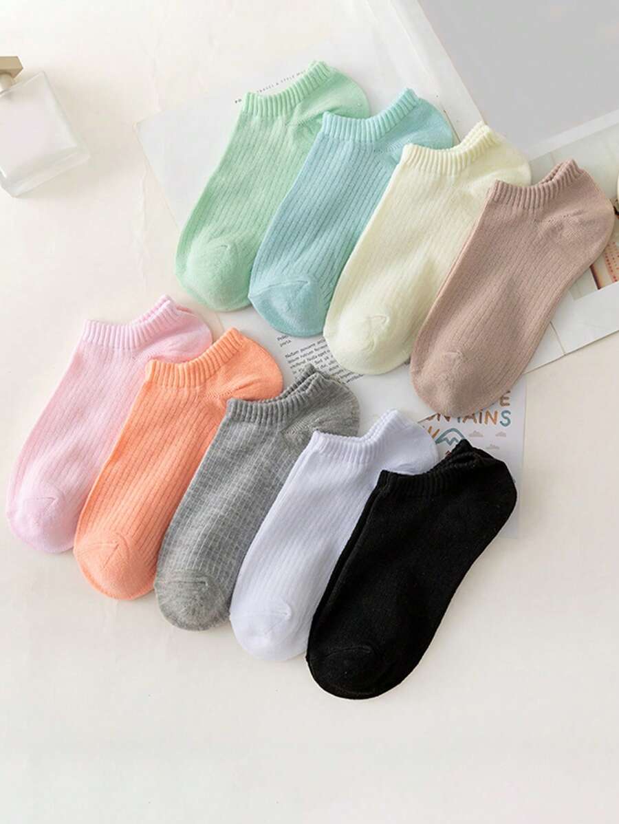 9 Pairs Women Candy Color Thin Breathable Casual Comfortable Versatile Ankle Socks