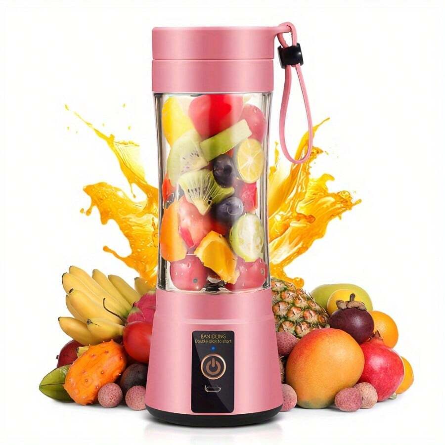 Portable Blender Cup, Electric USB Juicer Blender, Mini Blender Portable Blender For Milkshakes And Smoothies, Juice, 12.85oz, Six Blades, Very Suitable For Mixing