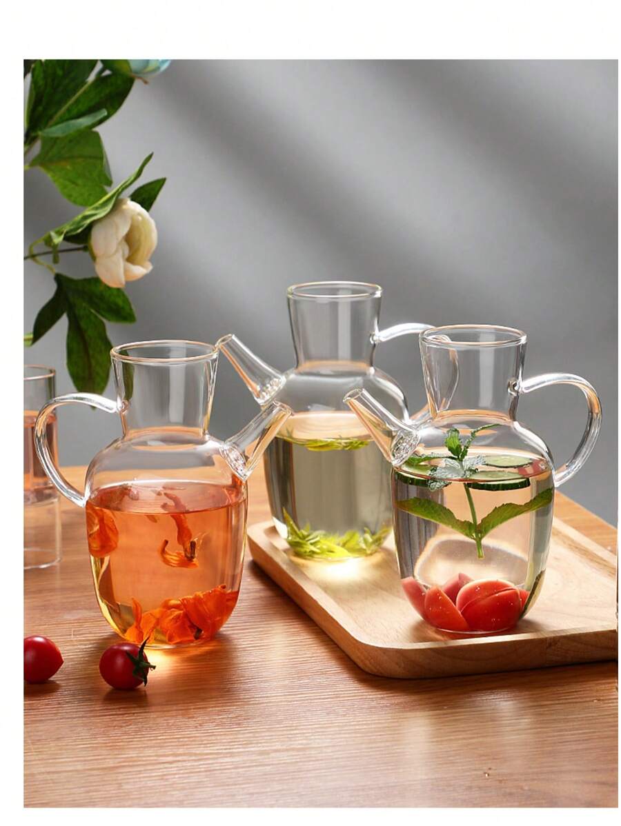 Chinesischer Stil Glas Kung Fu Teekanne, Kaltwasser Wasserkocher, transparente Teekanne, Saftflasche, ergonomischer Griff, einfach zu reinigen, beständig gegen hohe und niedrige Temperaturen, rissbeständig beim täglichen Brühen, empfohlen von Tee-Künstlern, retro-stromlinienförmiger Teekannenauslauf für den Hausgebrauch geeignet, geeignet für losen Tee/Kaffee, antike Wohndekoration Geschenke (500 ML)