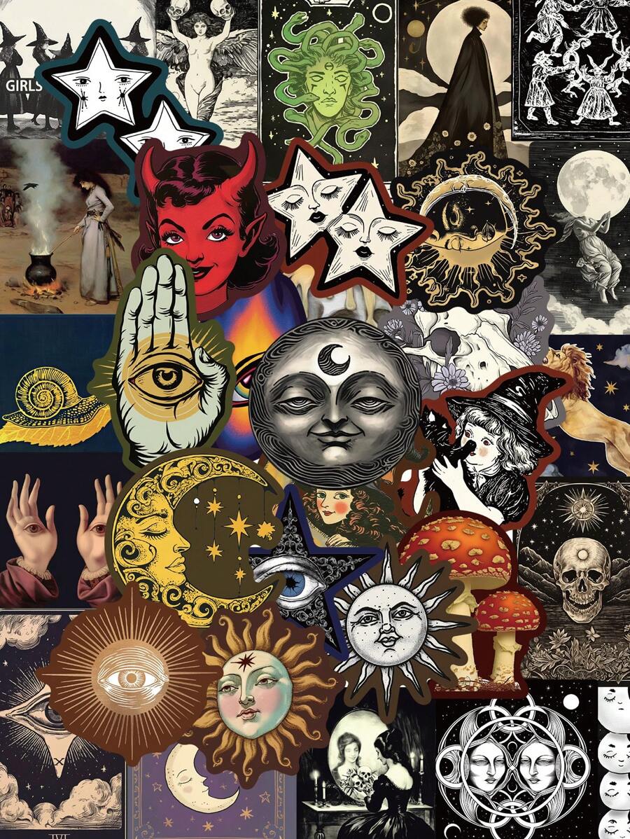 50pcs Mysterious Universe Stickers For Luggage, Laptop, Notebook, Diary, DIY Guitar, Skateboard, Helmet, Water Bottle, Waterproof Decorative Art,School Supplies,Back To School