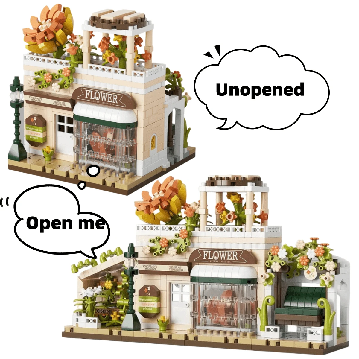 1 Set ABS City Street Scene Building Block Kits, DIY Autumn Flower House, Barista Time Milk Tea Cafe, Fun Small Construction Toys, Develop Hands-On Skills, Creative Home Decor, Gift For Birthday, Holiday, Adults
