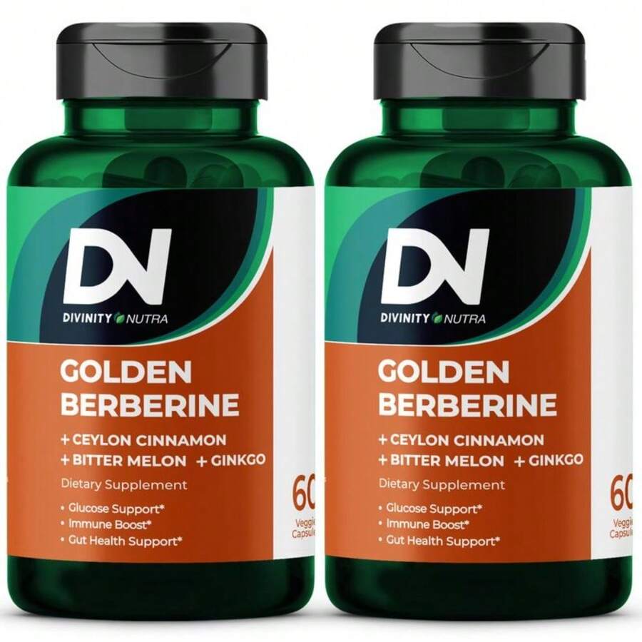 4-In-1 Berberine Supplement 1500mg, Glucose Support, With Ceylon Cinnamon Bitter Melon Ginkgo, Support Gut Health, Metabolism, Wellness, Divinity Nutra