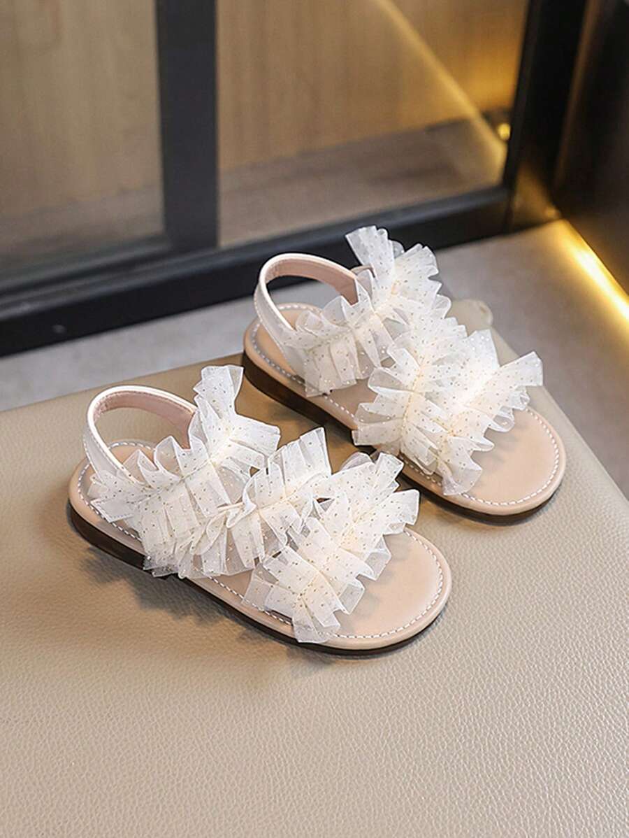 1 Pair Fashion Simple Solid Color Lace Trim Girls Summer Flats