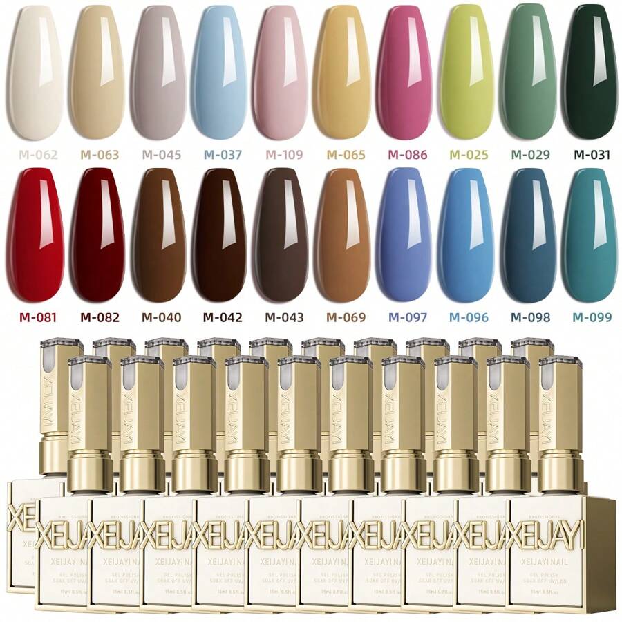 XEIJAYI XEIJAYI 20PCS 15ml High-Shine Gel Nail Polish Set In Multiple Colors Soak Off UV/LED, Formaldehyde & Alcohol Free, Perfect For DIY French Manicures At Home Or Salon For Spring