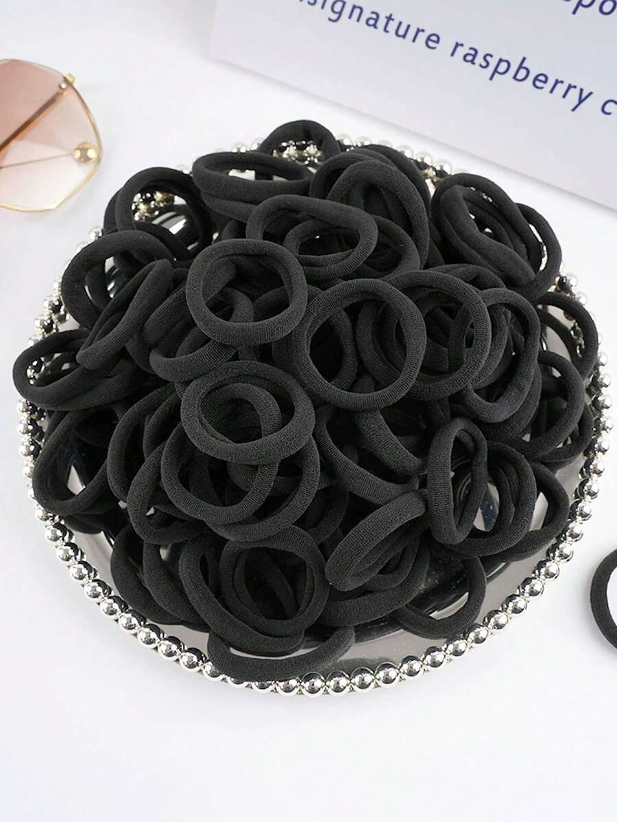 50 pezzi Elastici per capelli neri di base per donna, fermacode per coda di cavallo alta, accessori per capelli adatti per tutte le stagioni e per il ritorno a scuola