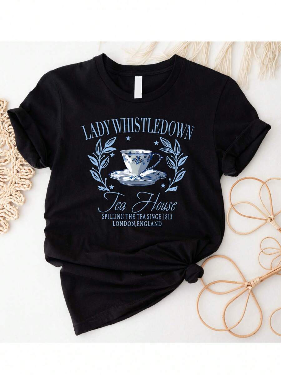 Spilling The Tea Lady Whistledown Tea House T-Shirt, Spill The Tea Bridgerton Shirt, Gift For Her Tee, Tea Lovers T-Shirt, Spilling The Tea Est 1813 Shirt