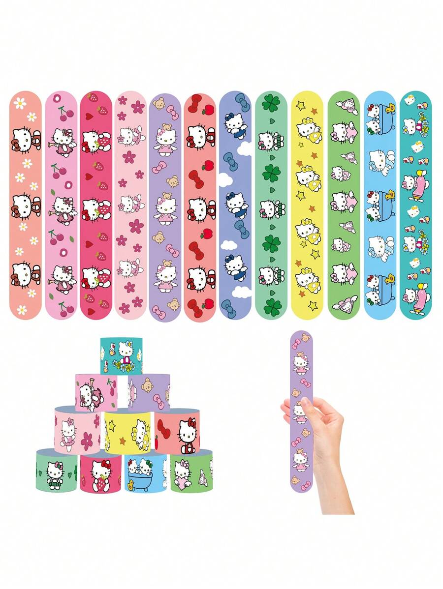 Sanrio Sanrio 12/24/30PCS Hello Kitty Quick Buckle Armband - Kleurrijke En Leuke Armband. Hello Kitty Themafeest Slap Circle, Zacht En Veilig. Geschikt Voor Tieners En Volwassenen, Zeer Geschikt Voor Verjaardagsfeestjes, Klaslokaalbeloningen En Vakantiecadeaus, Hello Kitty, Hello Kitty Verjaardag, Hello Kitty Goederen.