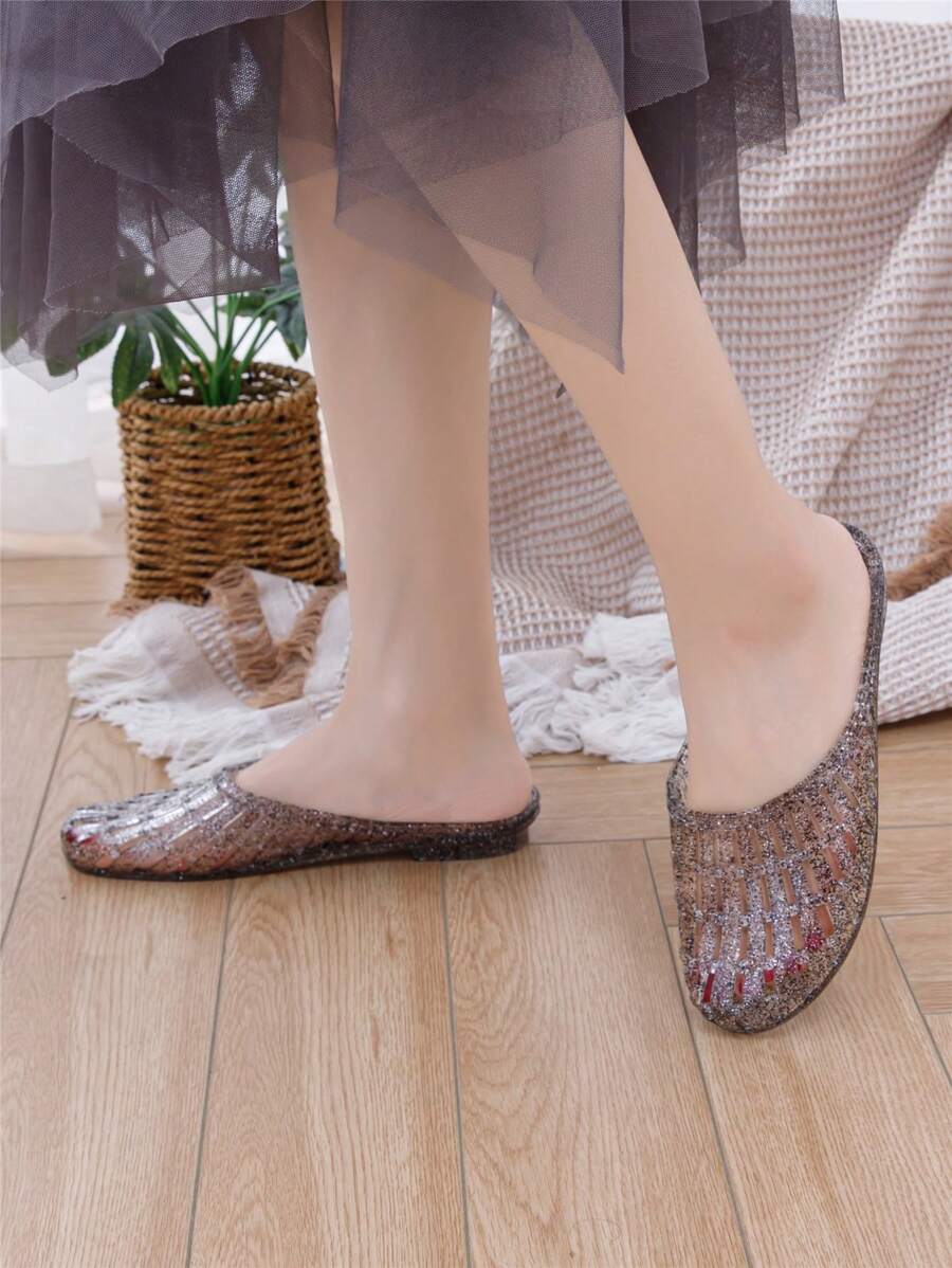Jelly Shoes Women Slip On Sandals With Heel Anti-Slip Ladies Outdoor Gorgeous Sandals Outdoor Walking Shoes Female Dress Platform Slides