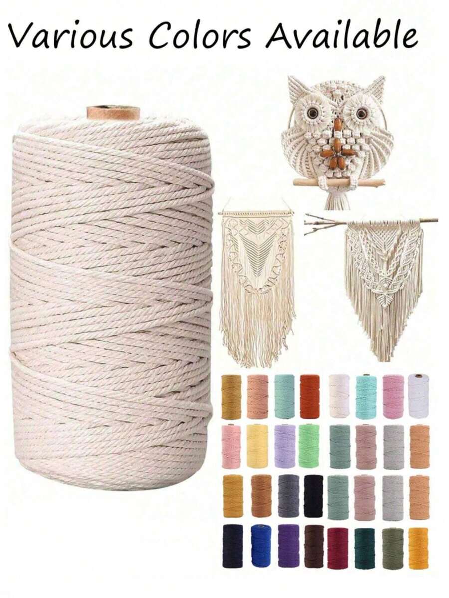2 mm*100 m Corde de macramé, fil naturel épais, corde tressée synthétique filée au cœur, corde de macramé à 4 torons pour suspensions murales, accroches, DIY, décorations de la maison, emballages cadeaux