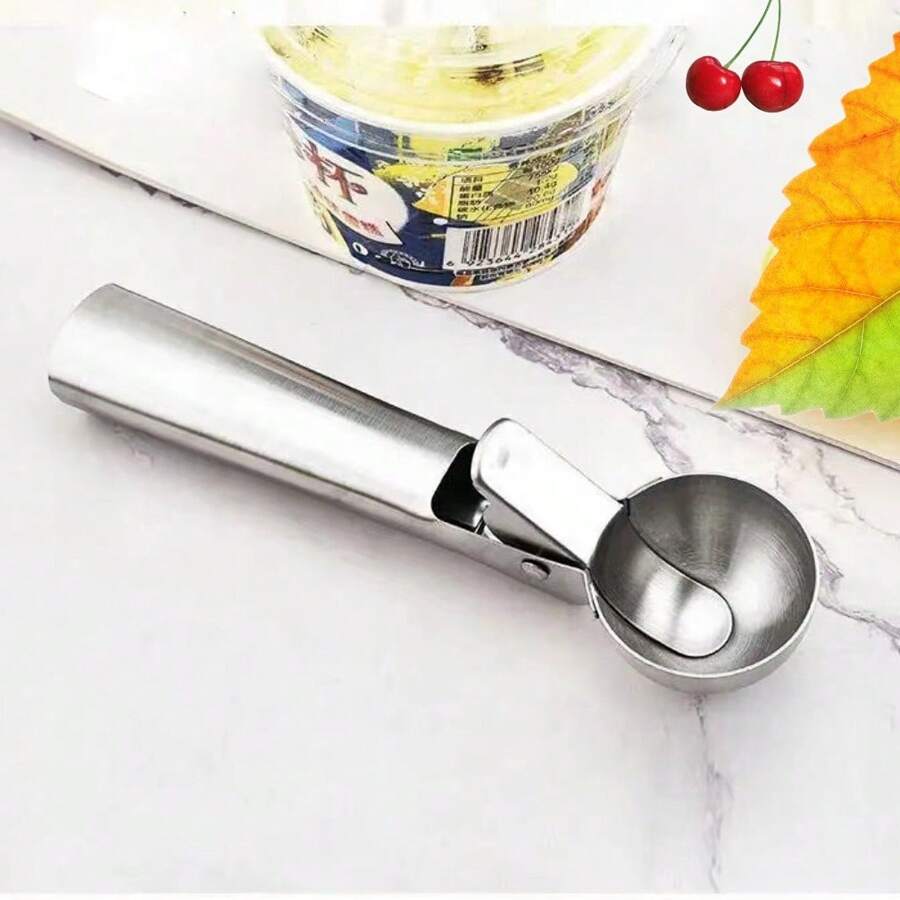 1pc Stainless Steel Dual-Use Ice Cream Scoop, Multi-Function Ice Cream Scooper, Ice Cream & Fruit Spoon Ice Cube Tray Ice Cube Ice Cube Squishy Ice Cube Mold Ice Cube Mould