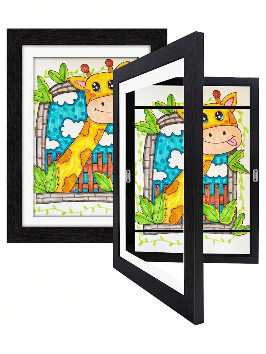 1pc A4 Children's Wooden Wall-Mounted Picture Frame, Modern Home Transparent Picture Frame, Flip-Open Wooden Magnetic Frame For Storing And Displaying Children's Artwork, Scribbles, Awards And Certificates Gifts Birthday Graduation