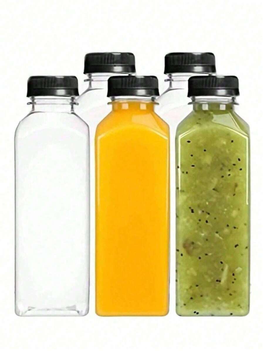 1/5 sticle din plastic pentru suc cu capace, 8 oz 12 oz (250 ml, 350 ml), recipiente pentru suc cu capac pentru frigider, sticle reutilizabile pentru suc, sticle pentru smoothie, sticle goale din plastic pentru suc, recipiente pentru băuturi cu capace, sticle goale pentru lapte, sticle din plastic pentru băutură, pentru camping în aer liber